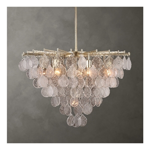 Uttermost Goccia 8 Light Tear Drop Glass Pendant in Silver