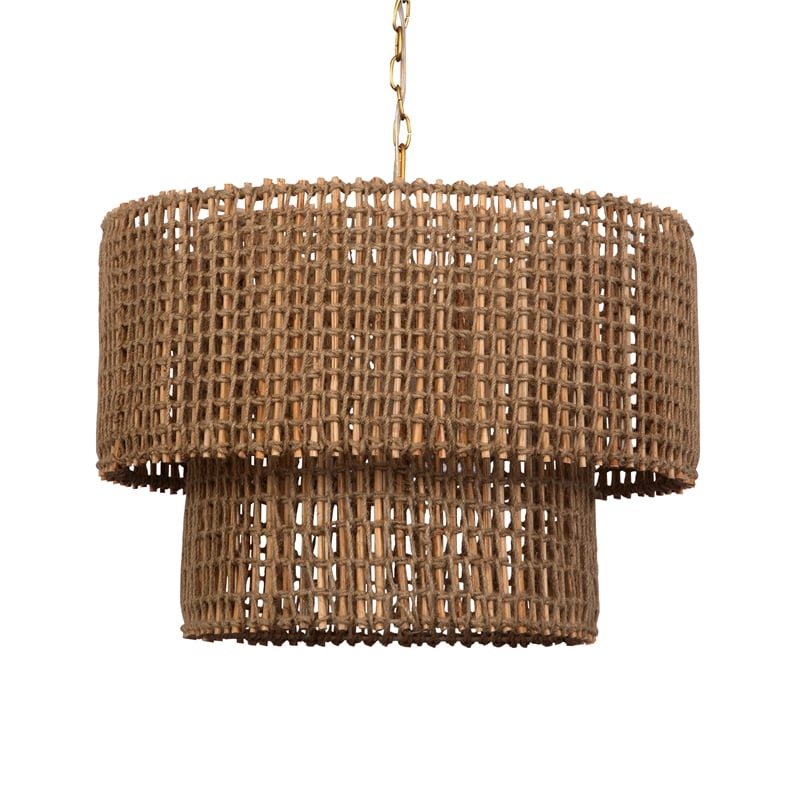 Uttermost Biswas Woven Jute 1 Light Pendant in Antique Brass