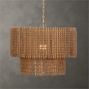 Uttermost Biswas Woven Jute 1 Light Pendant in Antique Brass