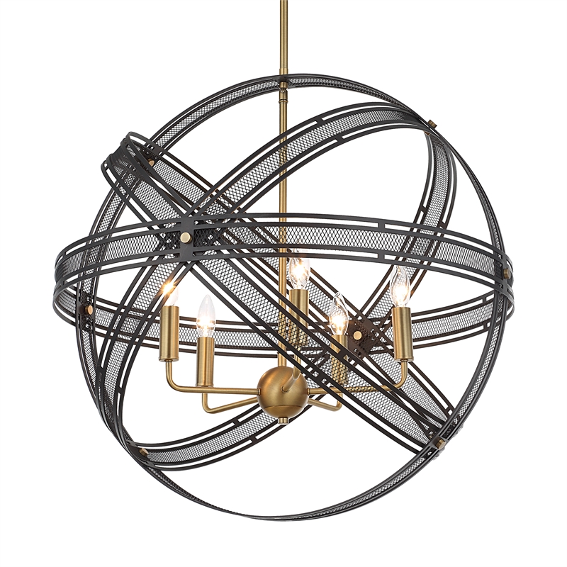 Uttermost Spherical 5 Light Pendant in Bronze