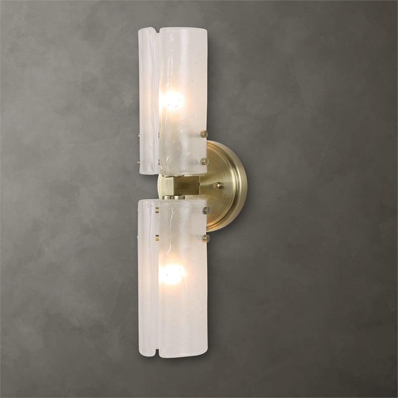 Uttermost Mistie 2 Light Glass Sconce in Antique Brass