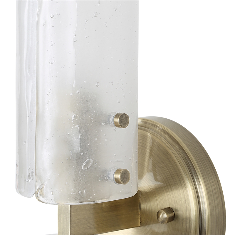 Uttermost Mistie 2 Light Glass Sconce in Antique Brass