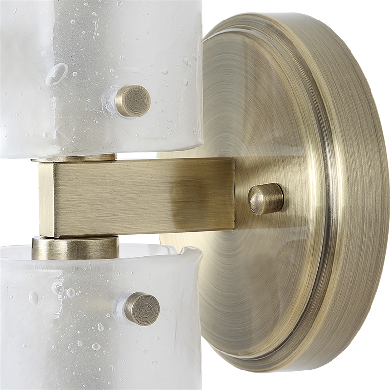 Uttermost Mistie 2 Light Glass Sconce in Antique Brass