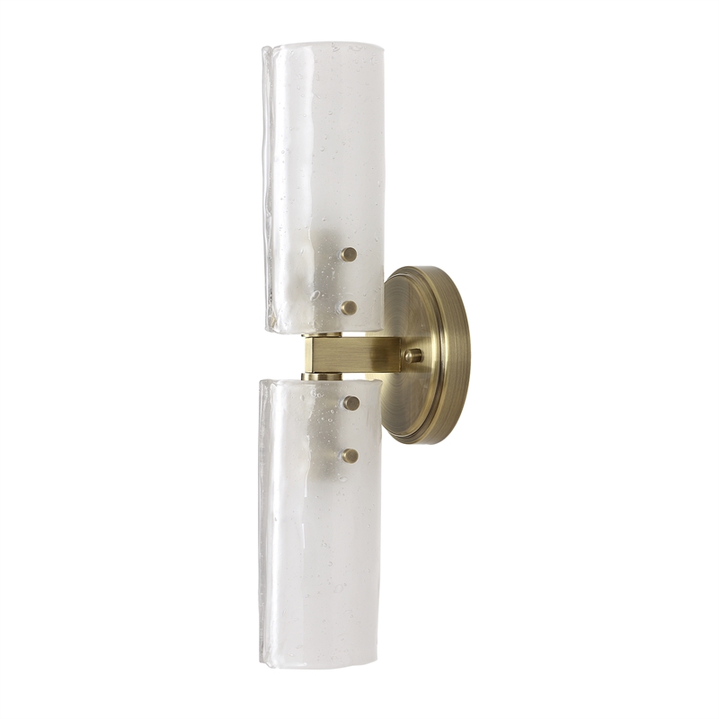 Uttermost Mistie 2 Light Glass Sconce in Antique Brass