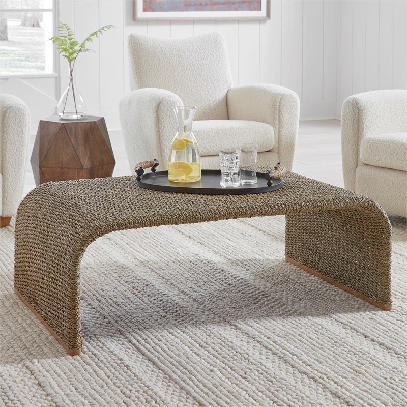 Uttermost Calabria Woven Seagrass Coffee Table in Tan