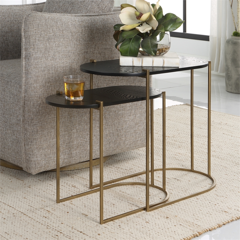 Uttermost Aztec Wood Nesting Tables in Ebony (Set of 2)