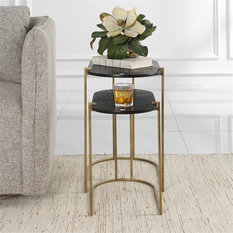 Uttermost Aztec Wood Nesting Tables in Ebony (Set of 2)