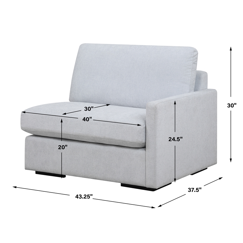 Uttermost Refuge Cloud Blue Right Arm Facing Sofa