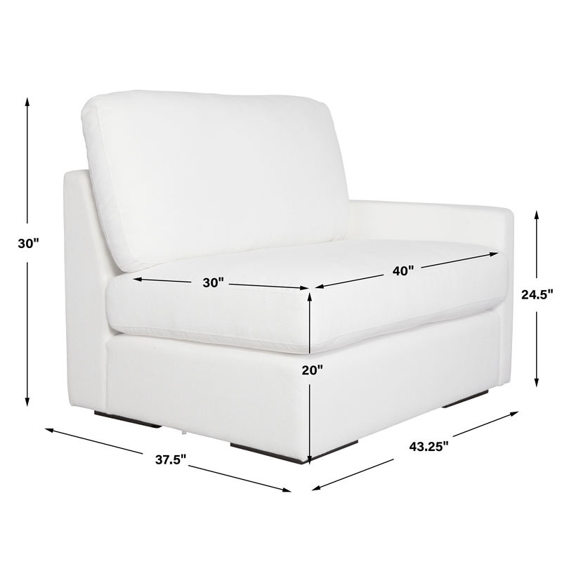 Uttermost Refuge Arctic White Right Arm Facing Sofa
