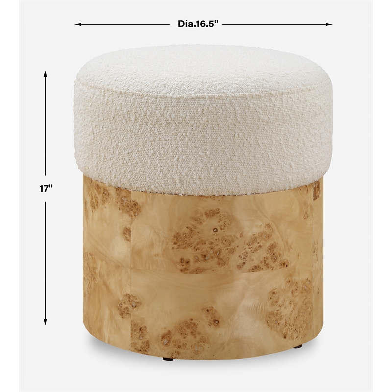 Uttermost Swirls Poplar Ivory Ottoman