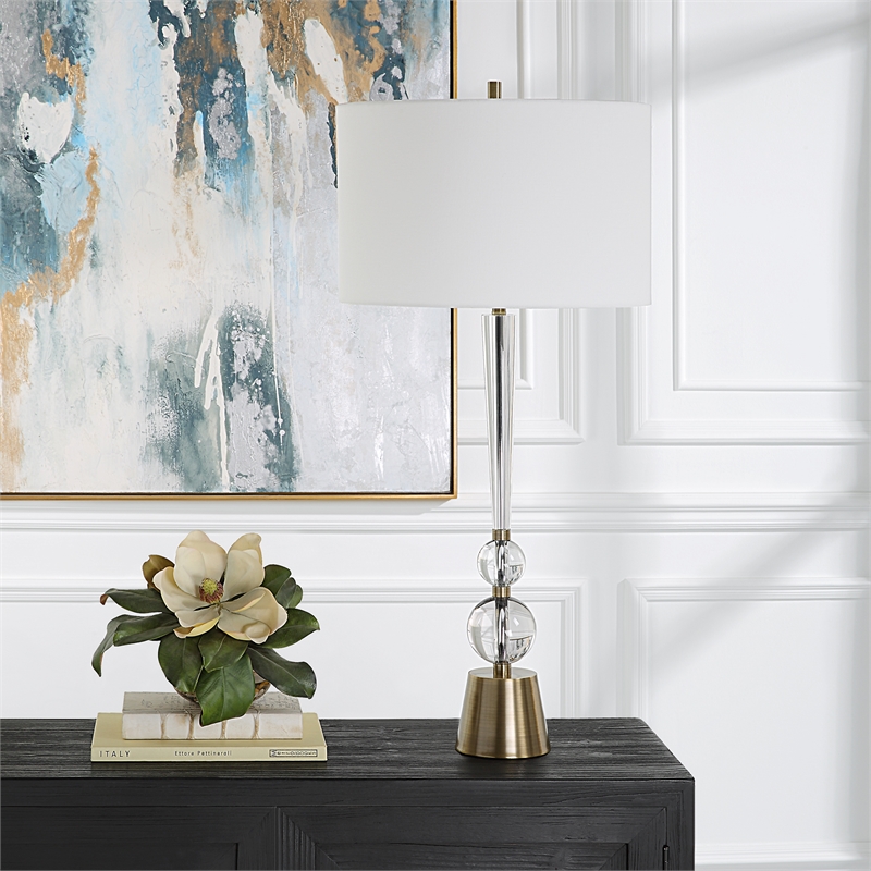 Uttermost Annily Crystal Table Lamp in Brass