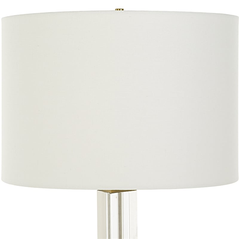 Uttermost Crystal Column Table Lamp in Antique Brass