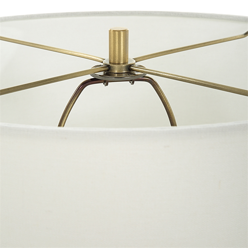 Uttermost Crystal Column Table Lamp in Antique Brass