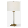Uttermost Crystal Column Table Lamp in Antique Brass