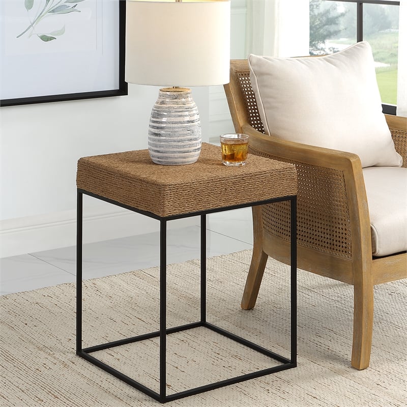 Uttermost Laramie Rustic Rope Accent Table in Brown