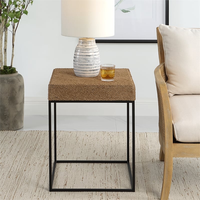 Uttermost Laramie Rustic Rope Accent Table in Brown