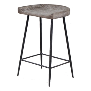 Uttermost Cordova Carved Wood Counter Stool in Gray