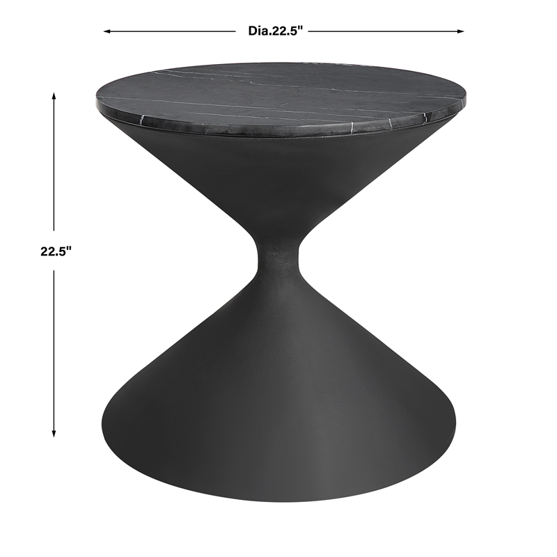 Uttermost Time's Up Hourglass Shaped Side Table in Matte Black