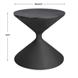 Uttermost Time's Up Hourglass Shaped Side Table in Matte Black