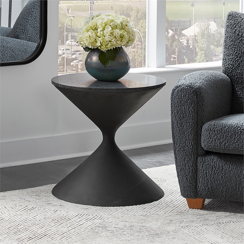 Uttermost Time's Up Hourglass Shaped Side Table in Matte Black