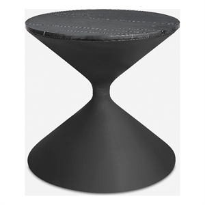 Uttermost Time's Up Hourglass Shaped Side Table in Matte Black