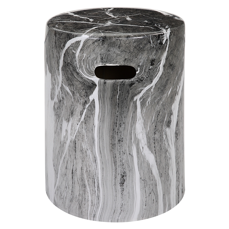 Uttermost Marvel Marbled Garden Stool in Black