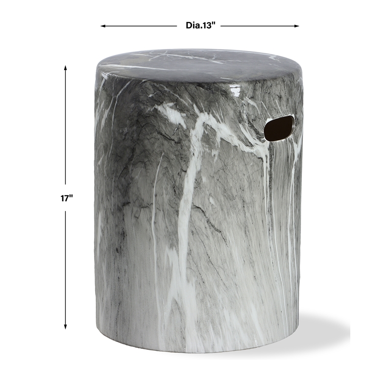 Uttermost Marvel Marbled Garden Stool in Black
