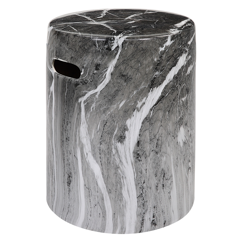 Uttermost Marvel Marbled Garden Stool in Black
