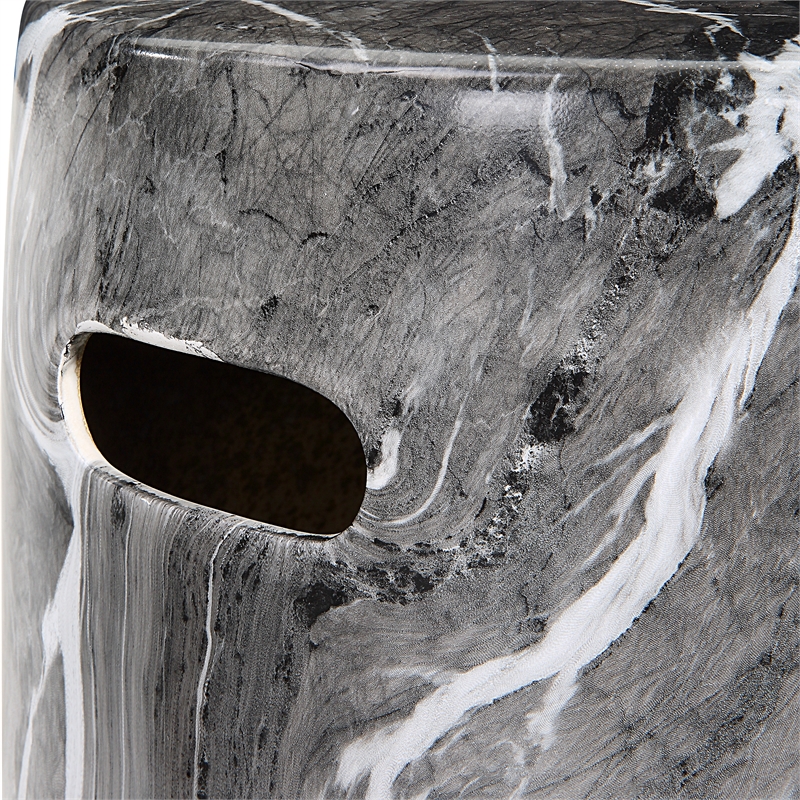 Uttermost Marvel Marbled Garden Stool in Black