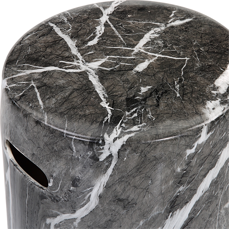 Uttermost Marvel Marbled Garden Stool in Black