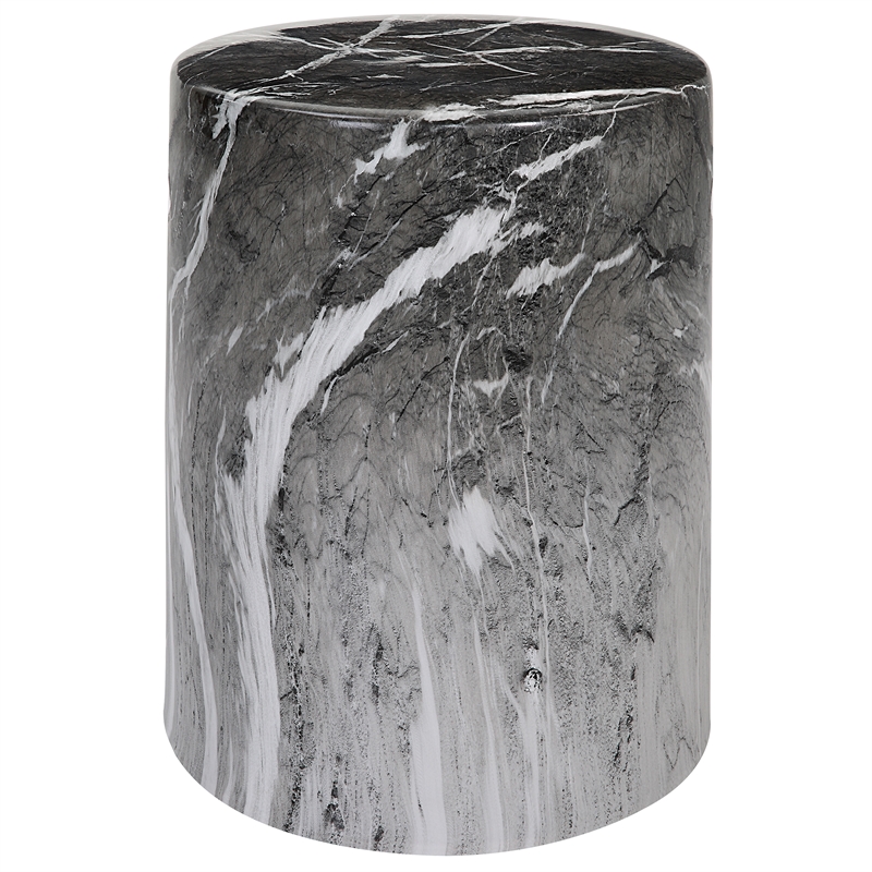 Uttermost Marvel Marbled Garden Stool in Black