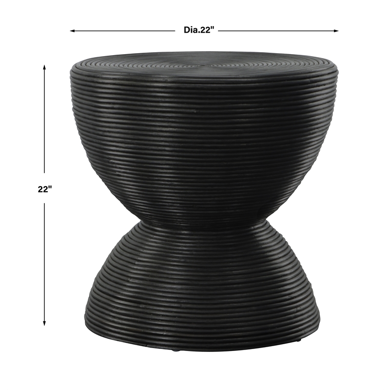 Uttermost Bongo Black Rattan Side Table