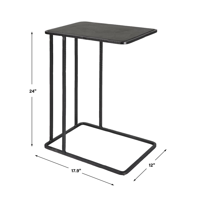 Uttermost Cavern Stone & Iron Accent Table in Black