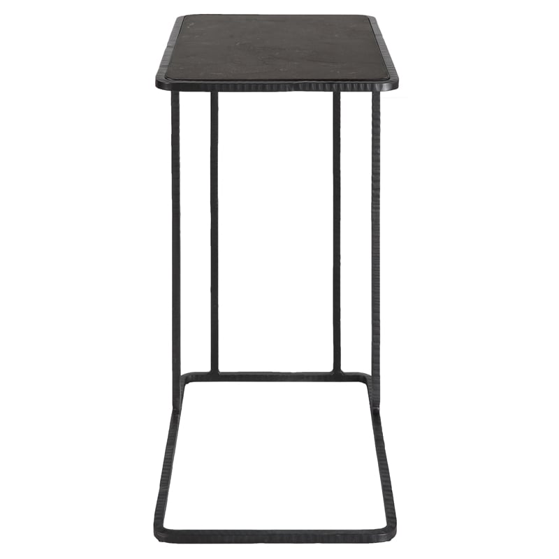 Uttermost Cavern Stone & Iron Accent Table in Black