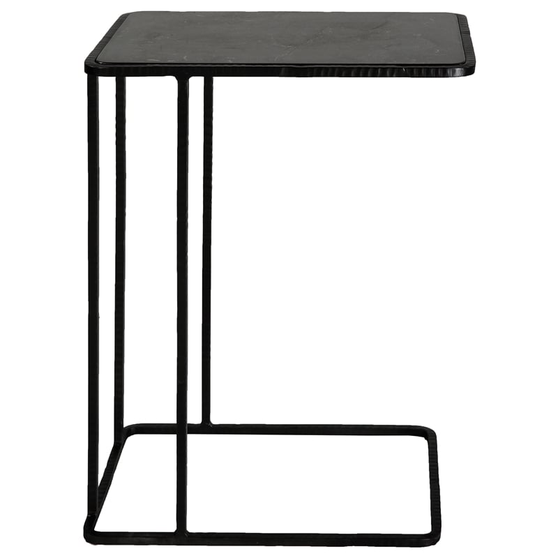 Uttermost Cavern Stone & Iron Accent Table in Black