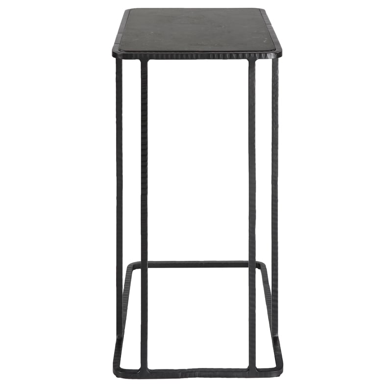 Uttermost Cavern Stone & Iron Accent Table in Black