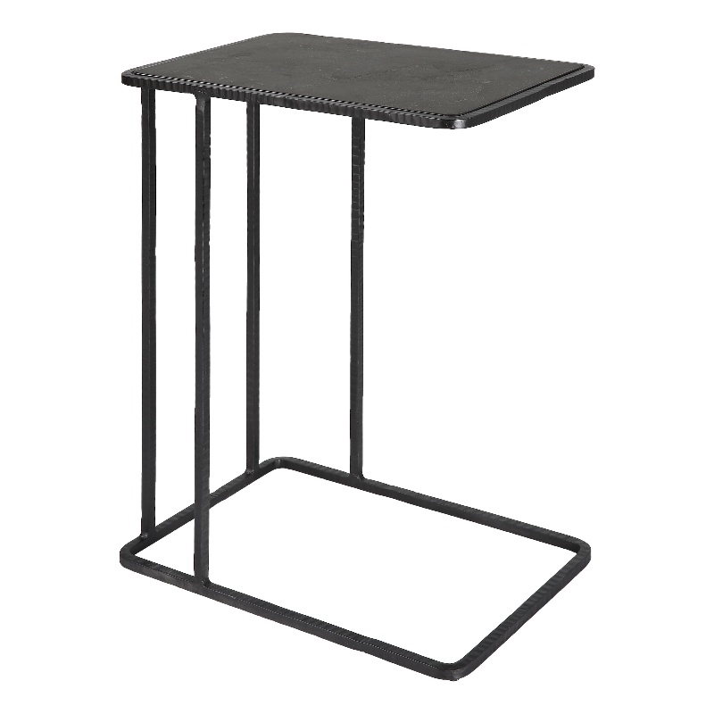 Uttermost Cavern Stone & Iron Accent Table in Black