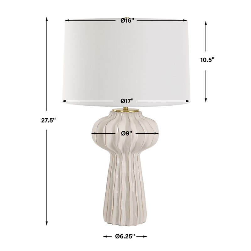 Uttermost Wrenley Ridged White Table Lamp