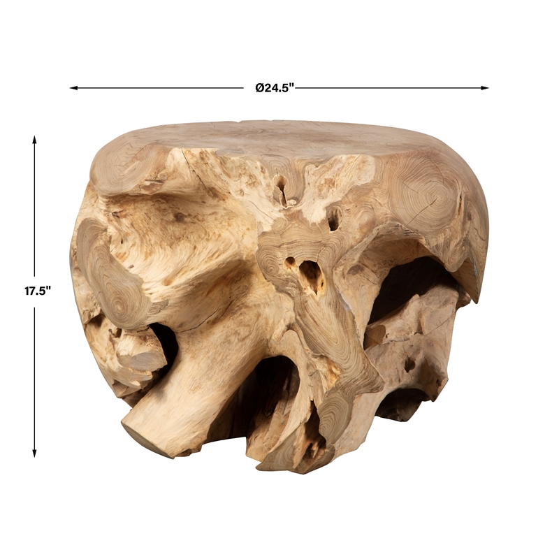 Uttermost Sola Handcrafted Teak Side Table in Teak