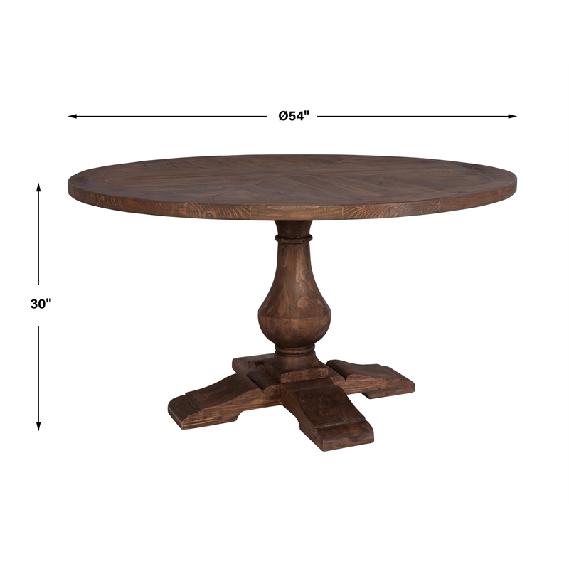 Uttermost Stratford Solid Wood Round Dining Table in Stony Gray Wash
