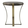 Uttermost Unite Brass Leg Wood Side Table in Dark Walnut
