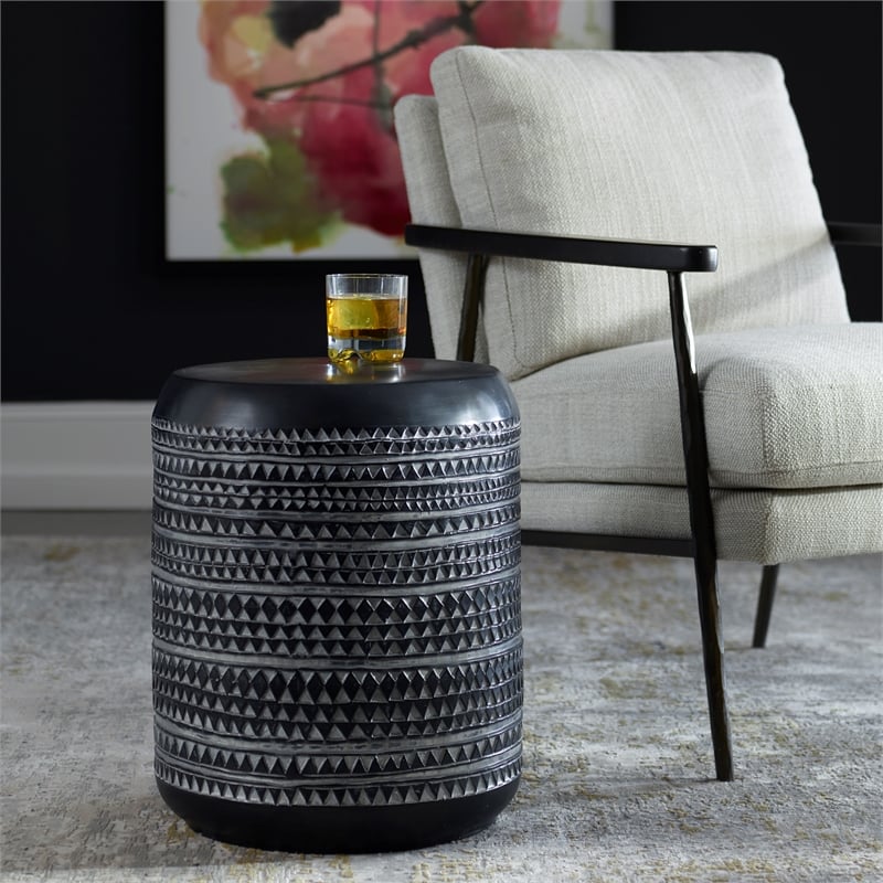 Uttermost Cutting Edge Tribal Accent Table in Black