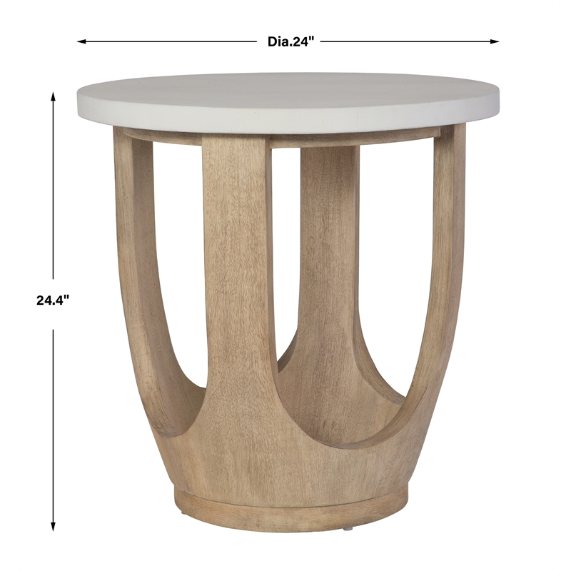 Uttermost Tatli Stone Top Side Table in Oatmeal