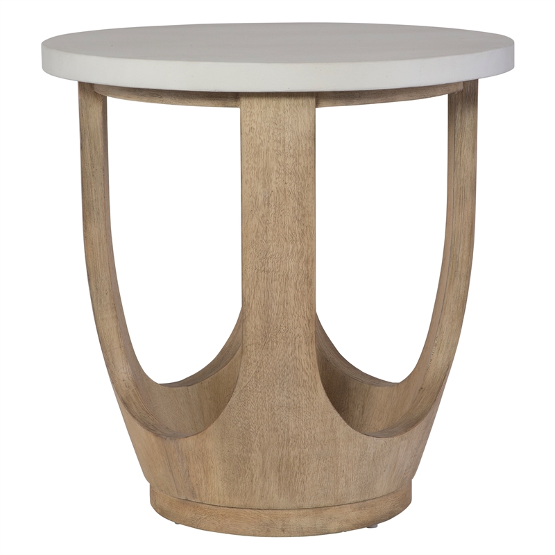 Uttermost Tatli Stone Top Side Table in Oatmeal