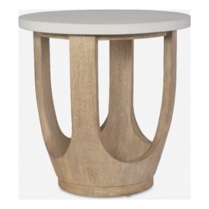 Uttermost Tatli Stone Top Side Table in Oatmeal