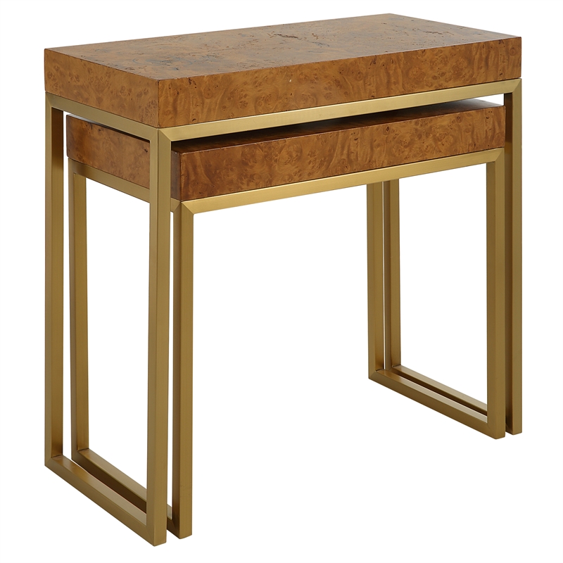 Uttermost Burl-esque Wooden Nesting Tables in Pecan (Set of 2)