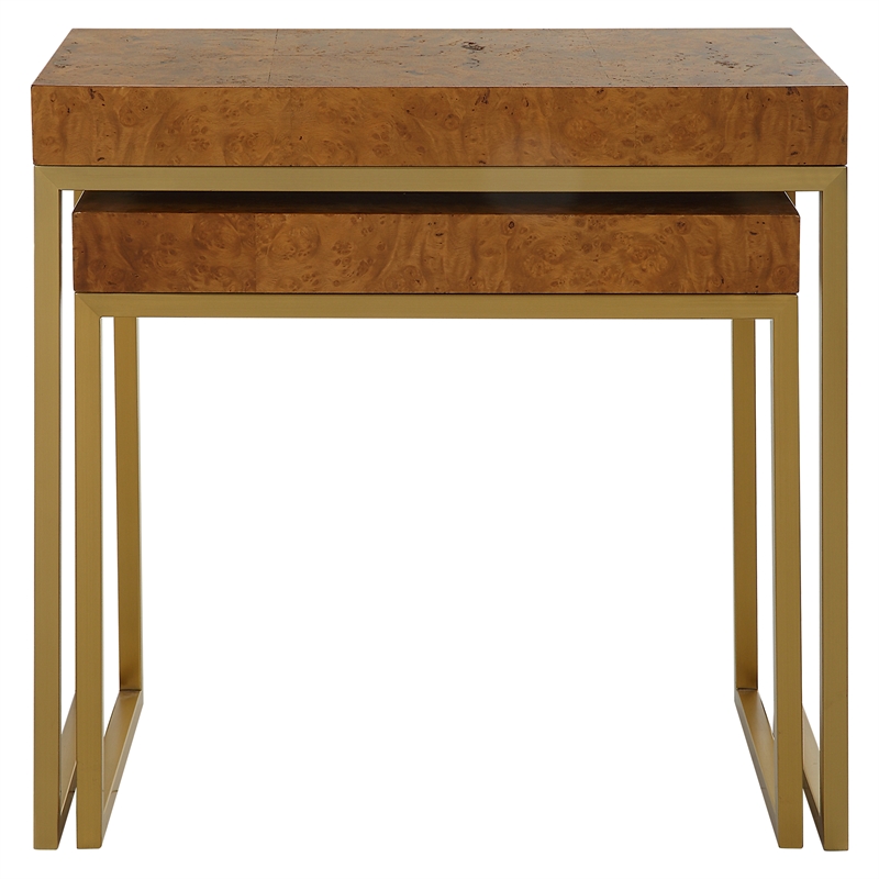 Uttermost Burl-esque Wooden Nesting Tables in Pecan (Set of 2)