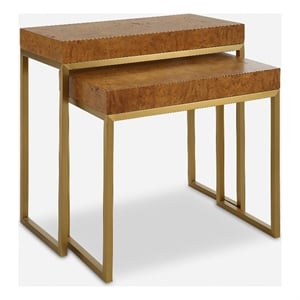 uttermost burl-esque wooden nesting tables in pecan (set of 2)