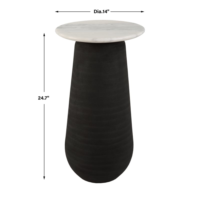 Uttermost Total Eclipse Marble Accent Table in Matte Black