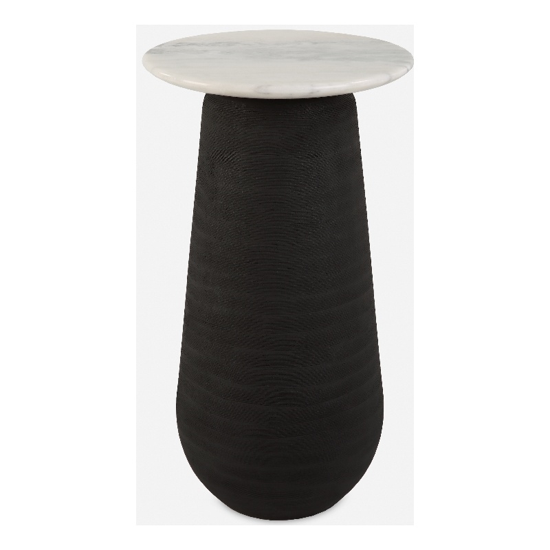 Uttermost Total Eclipse Marble Accent Table in Matte Black